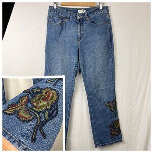 Coldwater Creek Embroidered Jeans Womens 32x28 Straight Bohemian Y2K 00s Cottage